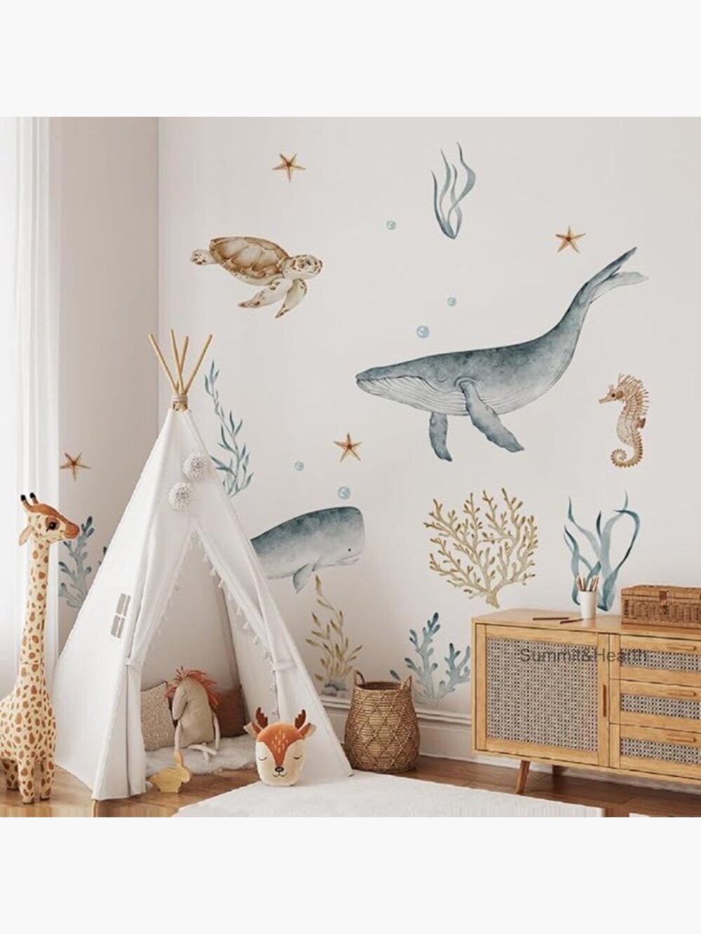 Large Waterproof Vinyl Wall Decals, Under the Sea Marine Animals, Peel and Stick